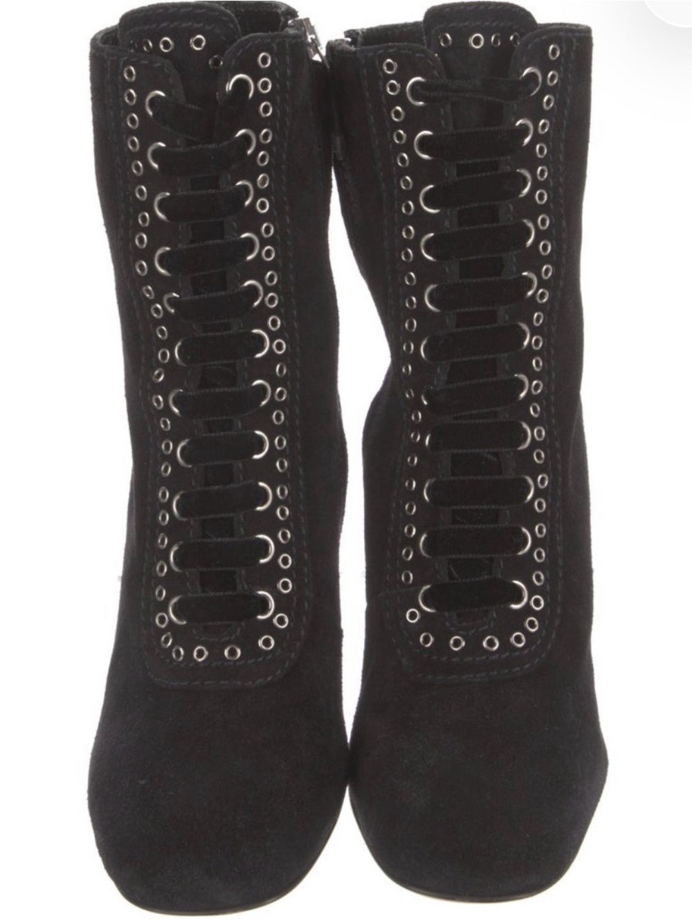 Miu Miu Women's Black Lace-Up Suede Ankle Boots 6.5 US